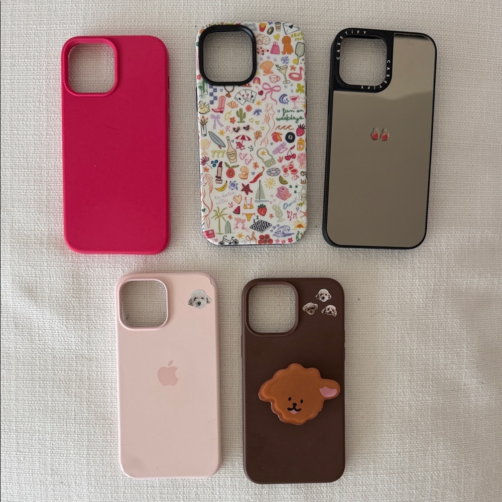 iPhone 13 Pro Max assorted Phone Case Set - Pink, Multicolor, Black, Brown